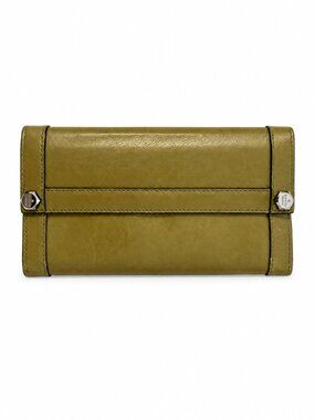 GUCCI Vintage Charmy Smooth Olive Green Leather Long Continental Wallet GUC